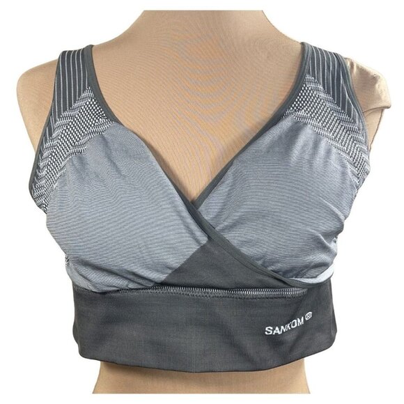 SANKOM-Gray Sports Support & Posture Bra with Bamboo Fibers XL-XXL